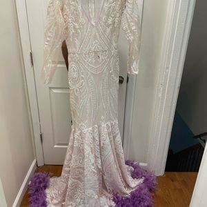 Size small custom made purple holographic prom dress